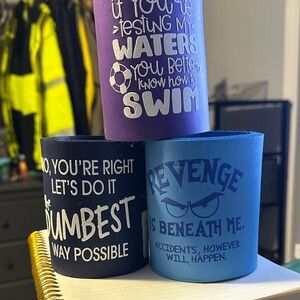 Purple and Blue Graphic Can Coolers